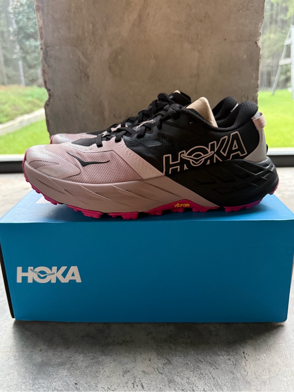 HOKA Speedgoat 7 Women’s 10.5 Black Pink Opal Trail Running Shoes